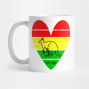 queanbeyan kangaroo with baby in hearth Mug